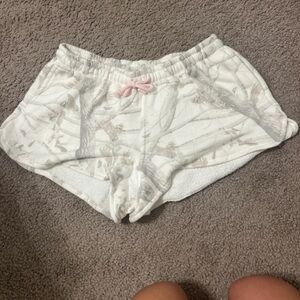 Women's White Tree Print Sleep Shorts